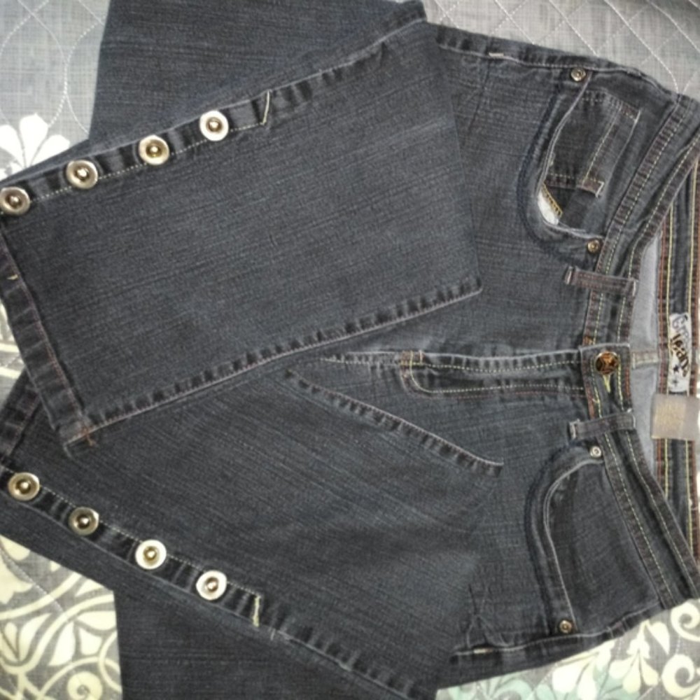 Crest High Waisted Skinny Jeans w/Button Detail at Ankle Sz. 13/14 Y2K